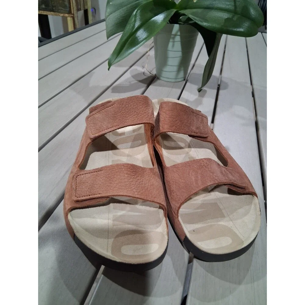 ECCO 2nd Cozmo Mens Sz EU 46 US 12-12.5 Brown 3 Band Ankle Open Toe Sandals SB6